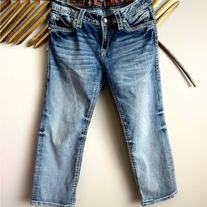 Rock Revival Light Blue Cropped Ankle Jeans  capri